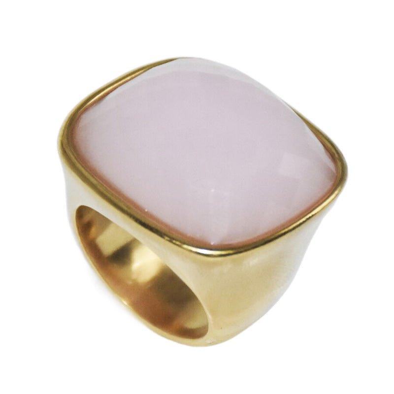 Women's High-grade Square Elegant Gemstone Stainless Steel Rings