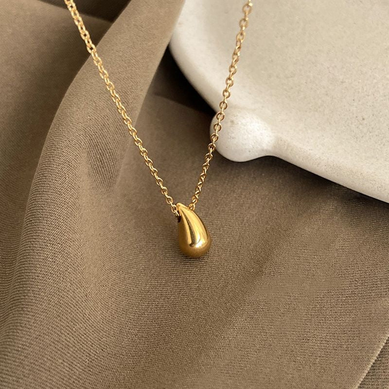 Water Drops Titanium Steel Female Light Luxury Minority Design High-grade Necklaces
