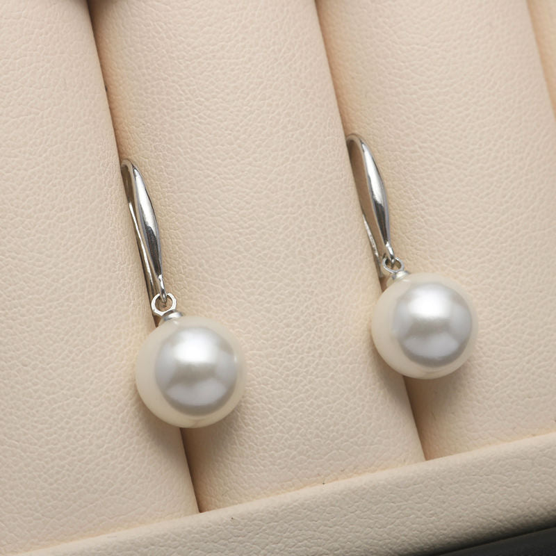 Artificial Pearl Lady Temperament Perfect Circle Pearls Earrings