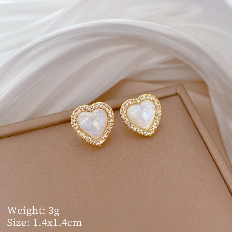 Light Luxury Fully Jeweled Loving Heart Mermaid Graceful Earrings