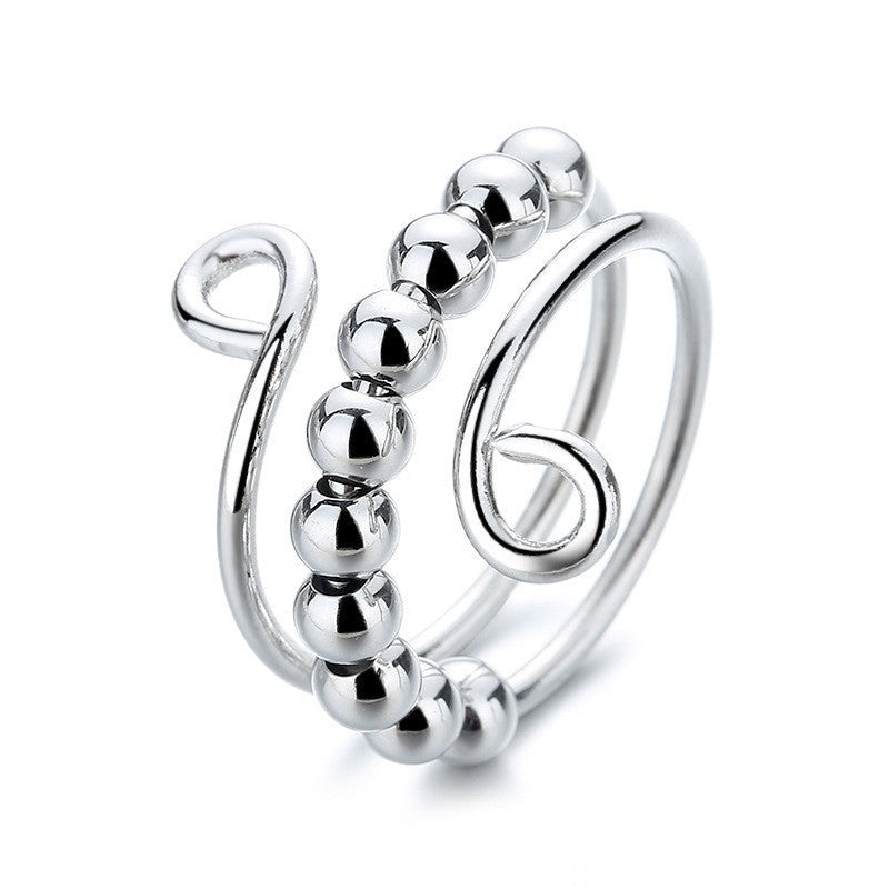 Women's Sier Anxiety Three-ring Smart Index Finger Rotating Ring