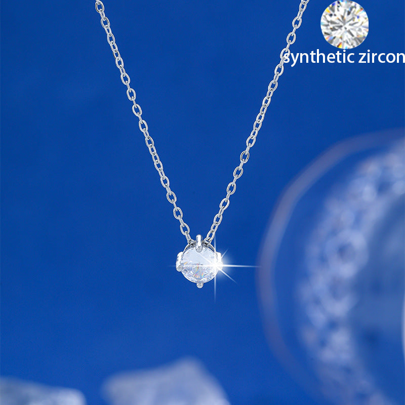 Women's Single Small Zircon Clavicle Chain Neck Minimalist Style Necklace