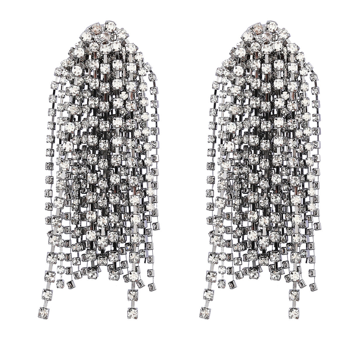 Exaggerated Trendy Alloy Diamond Rhinestone Tassel Earrings