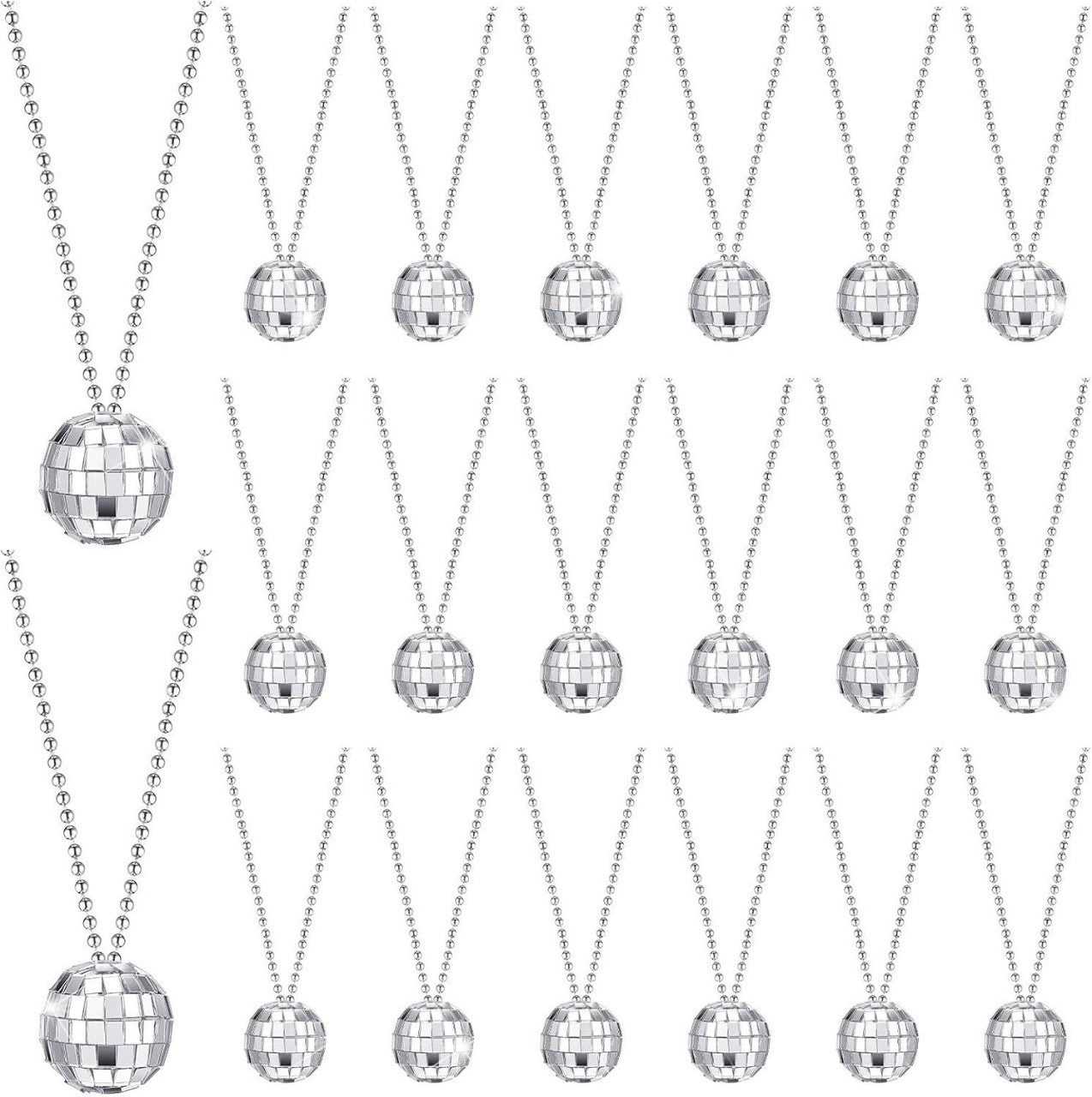 Mirror Disco Ball Gold Sier Costume Generation Necklace