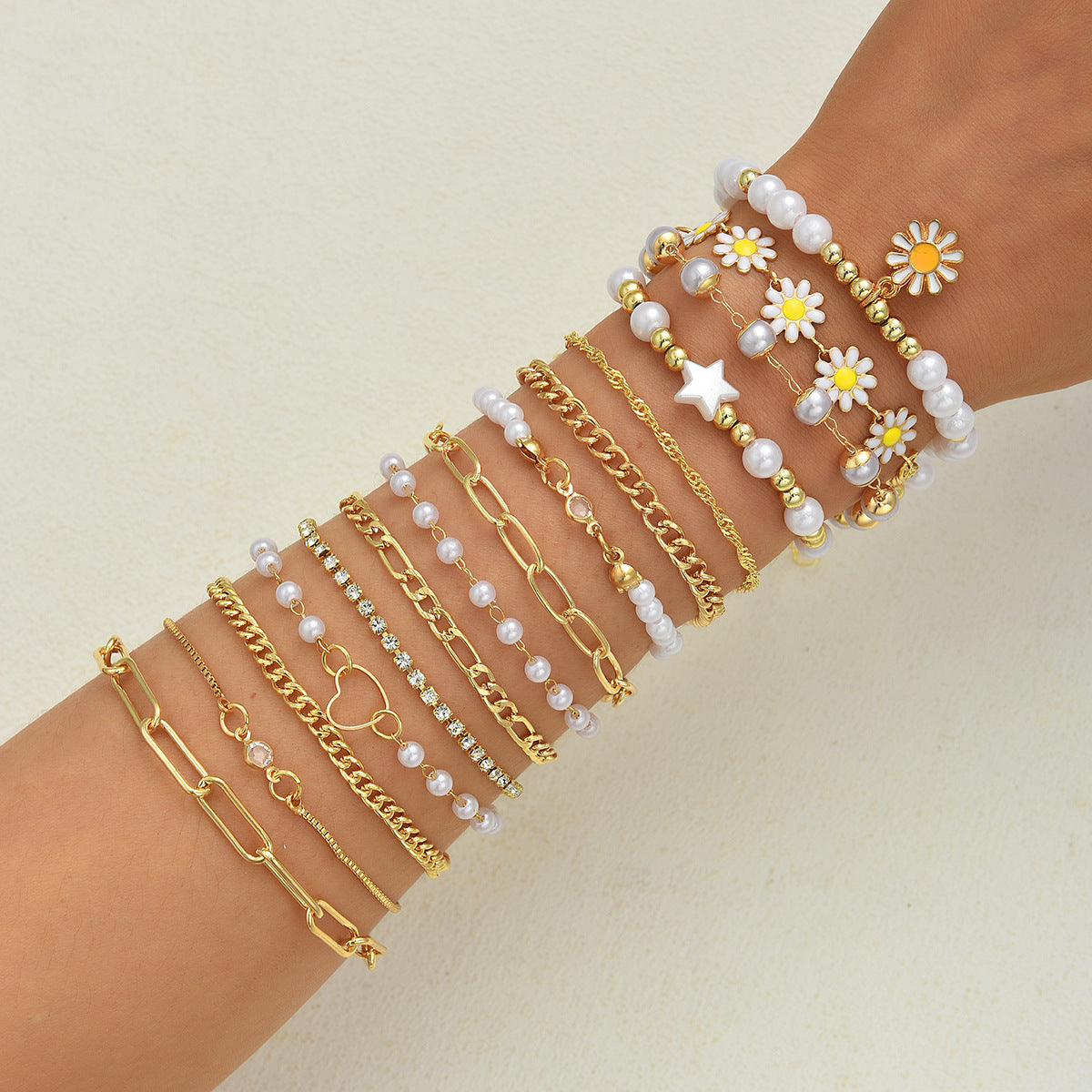 Leaves Glossy Irregular With Personality Stripes Bracelets