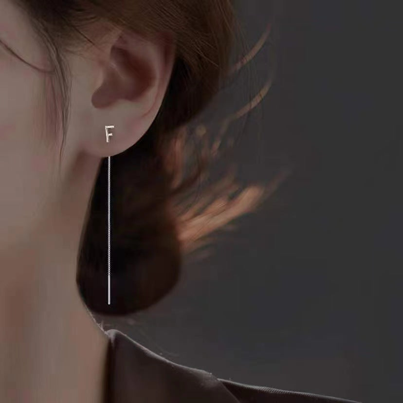 Sier English Letters Trendy Light Luxury High-grade Elegant Face Slimming Ear Line