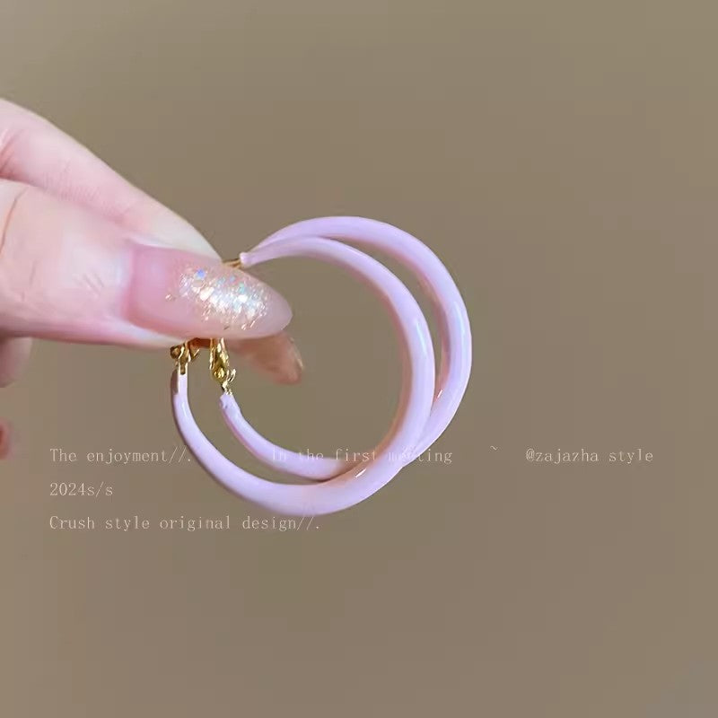 Dopamine Drip Glazed Circle Female Summer Stud Earrings