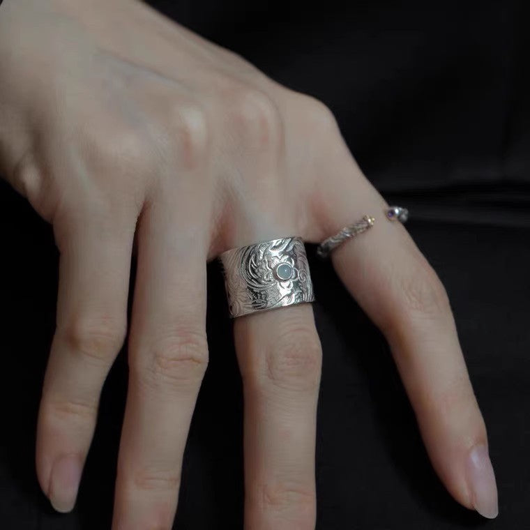 Women's & Men's For Light Luxury Minority Design Chinese Style Open White Moonlight Rings