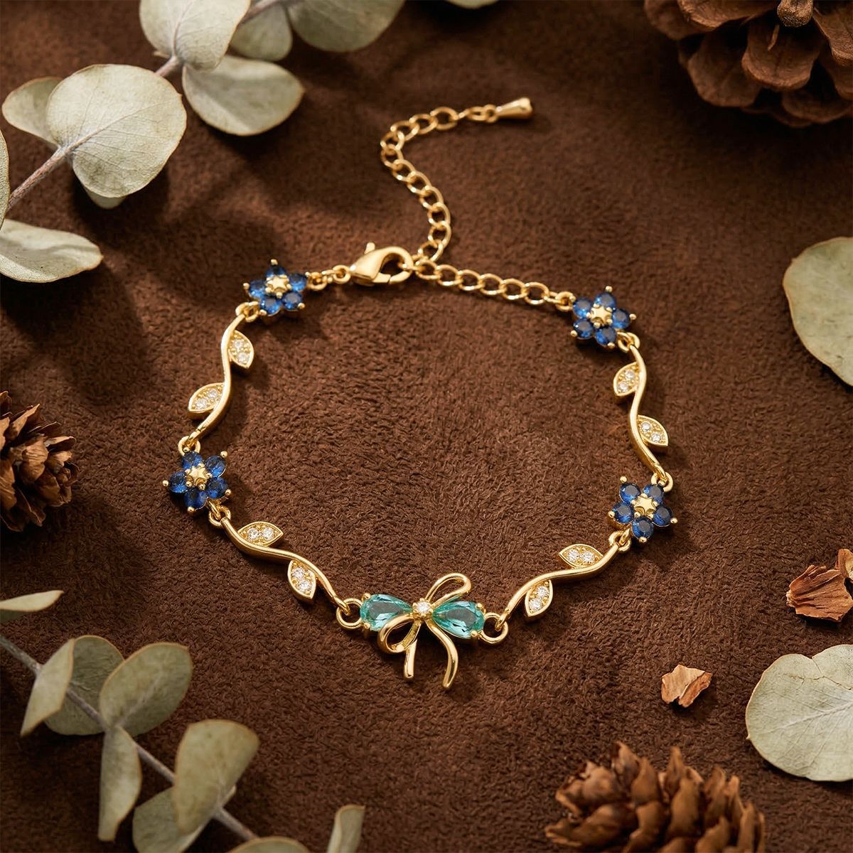 Style Flower Bow Tie Small Fresh Copper Inlaid Zircon High Bracelet