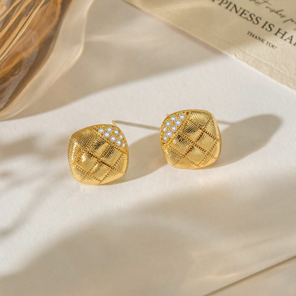 Woven Drop Shape Niche Retro Exquisite Geometric Simple Light Stud Earrings