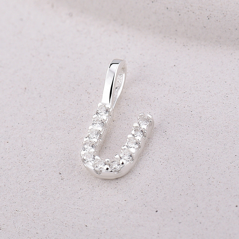 Sier Simple Diamond Letters English Personalized Pendants