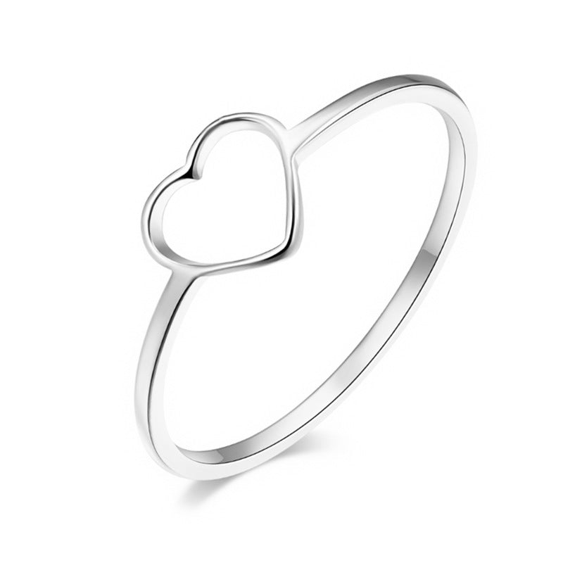 Titanium Steel Heart-shaped Hollow Female Niche Rings