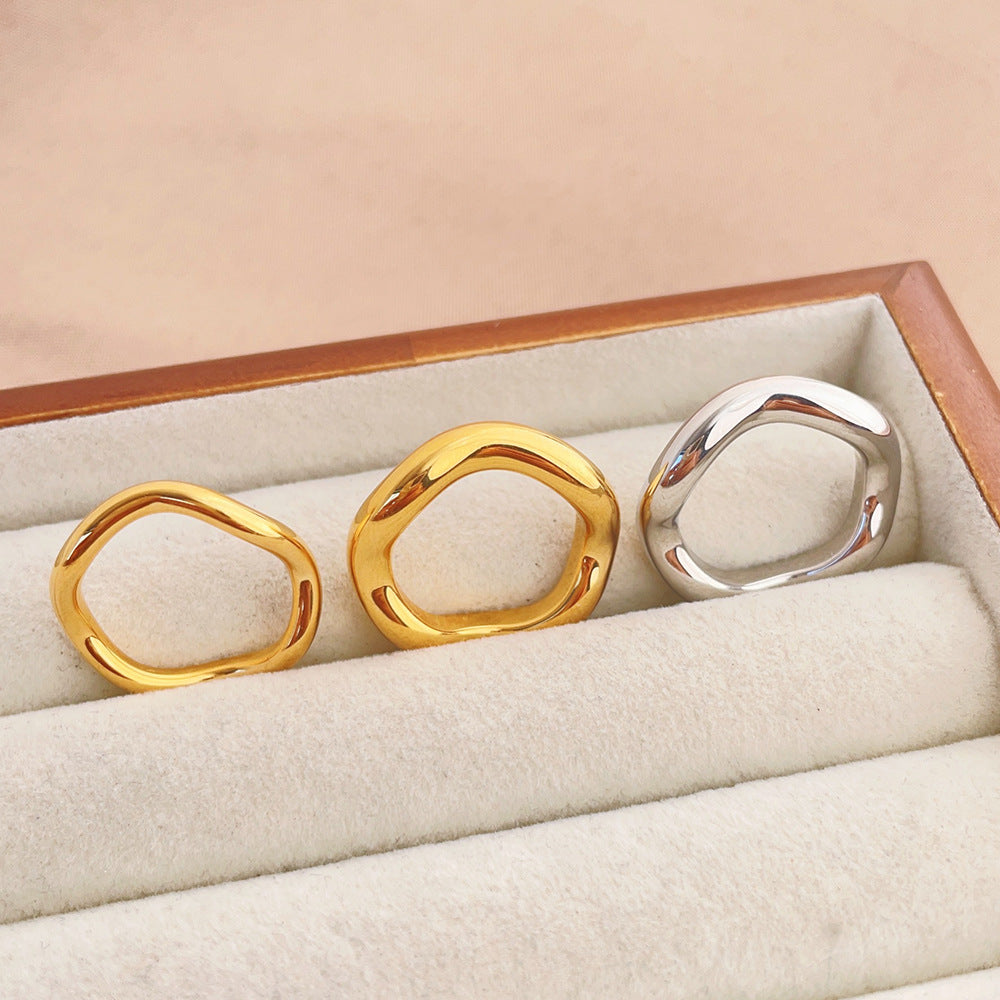 Niche Style Wave Curved Female Fashion Ring
