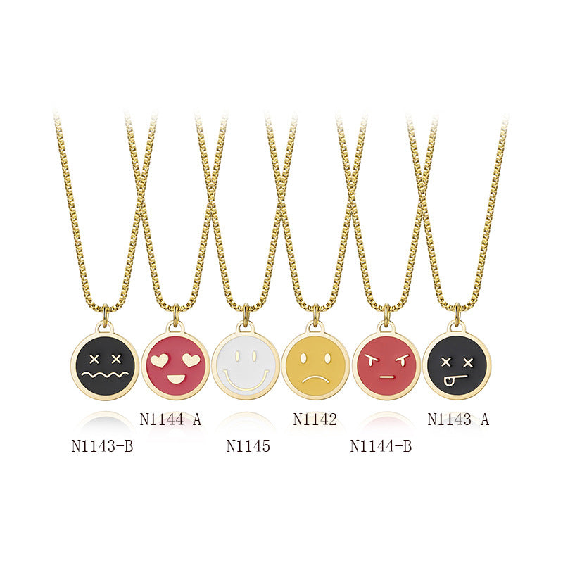Women's Fashion Style Smiley Face Expression Round Plate Pendants