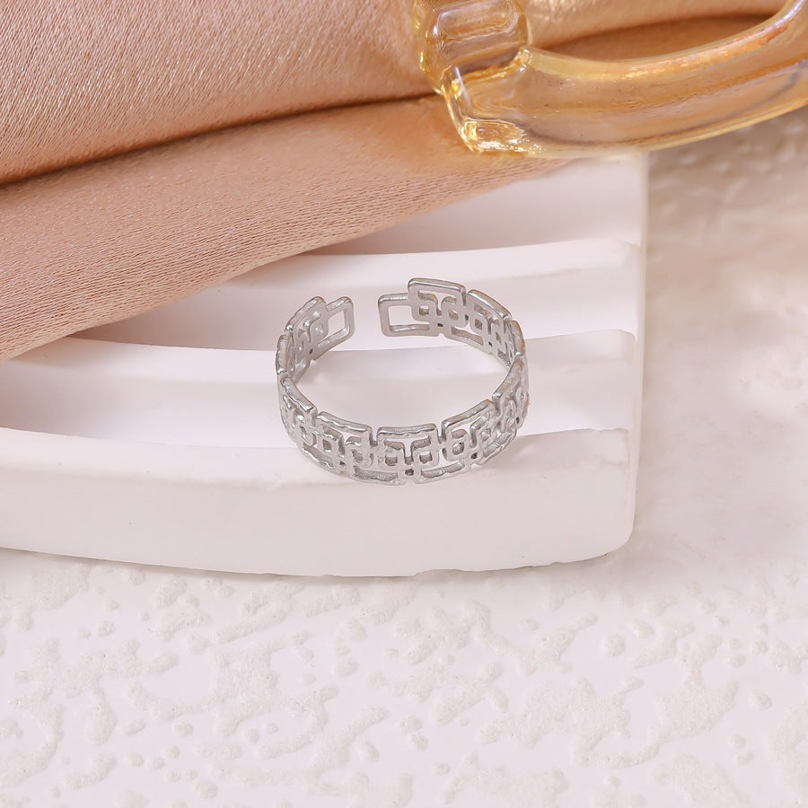 Popular Titanium Steel Female Irregular With Personality Style Simple Ring