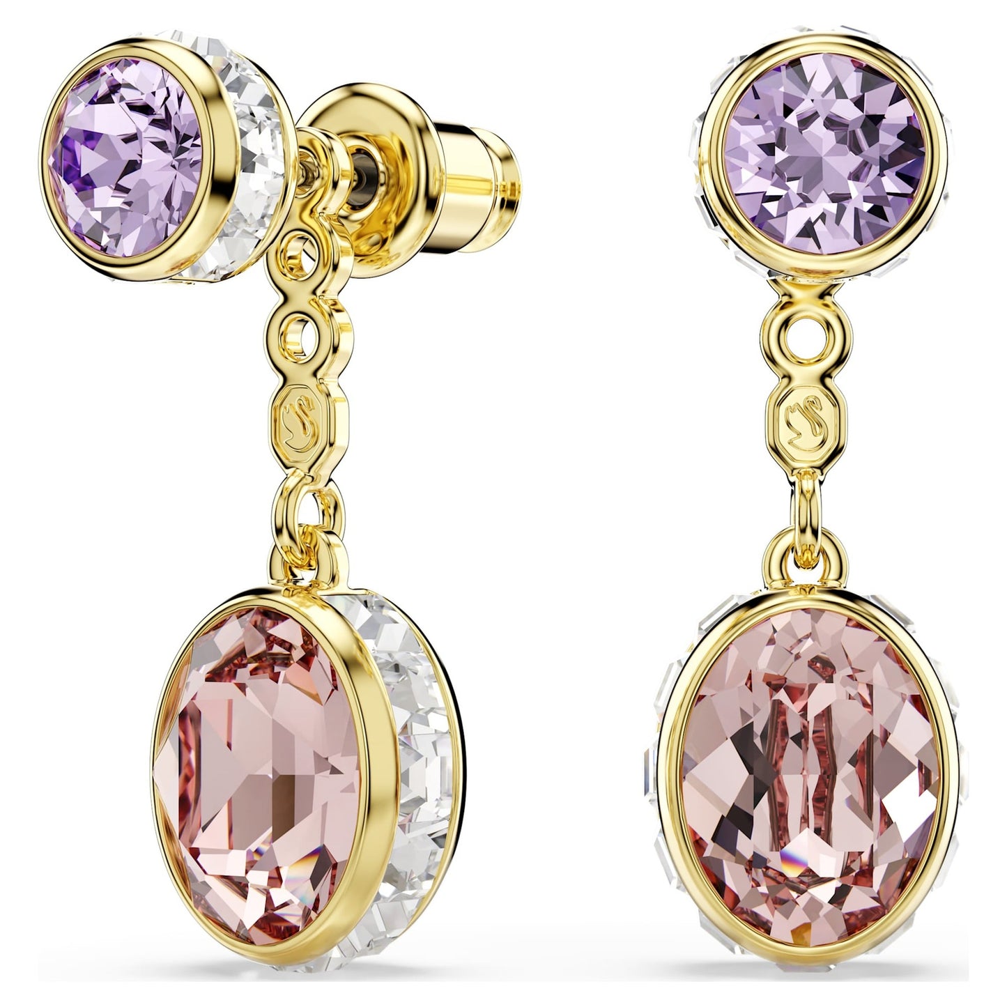 Austrian Crystal Thick Gold Plated Double-sided Rotating Earrings