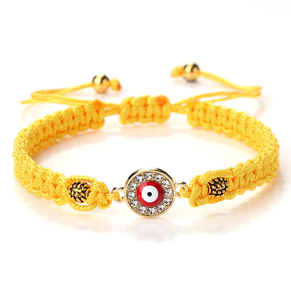 Women's & Men's Red Rope Safety Lock Devil's Eye Diamond Woven Hand Bracelet