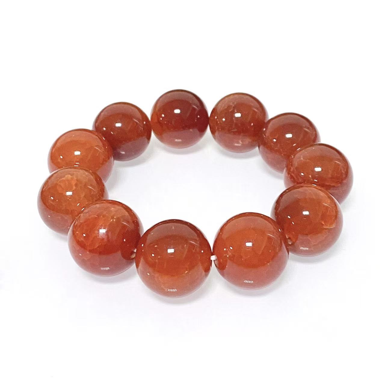 Women's & Men's Dragon Pattern Agate Single Circle Round Beads Life Scale Texture Bracelet