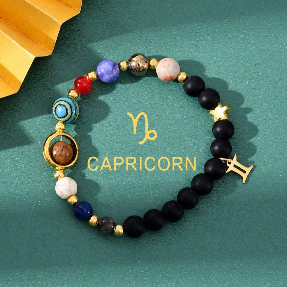 Planets Twee Constellations Natural Stone Blue Black Bracelet