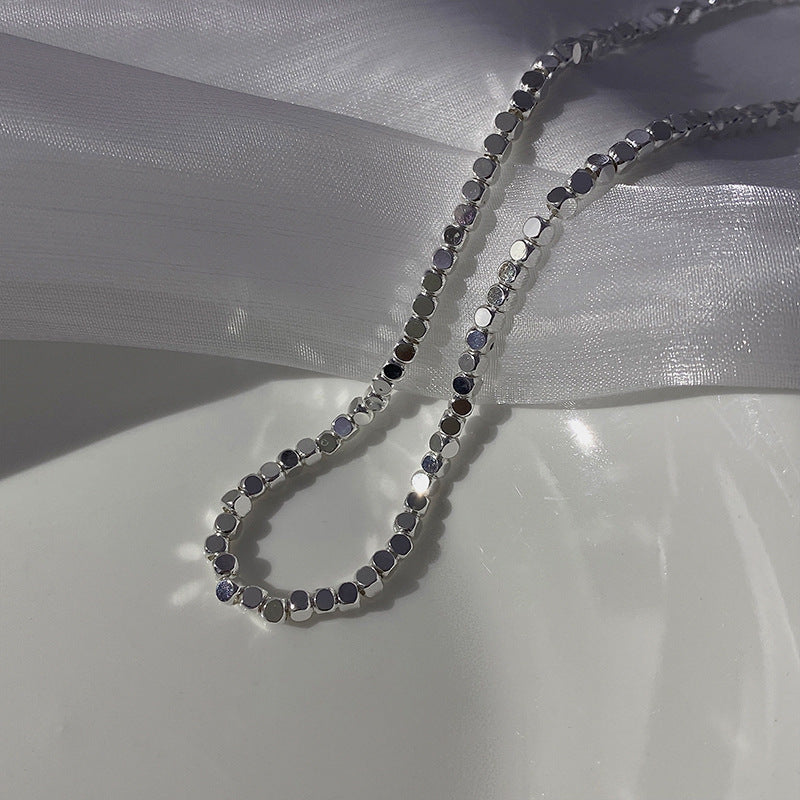 Women's Titanium Steel No Fading Gold Small Square High-grade Broken Sier Necklaces