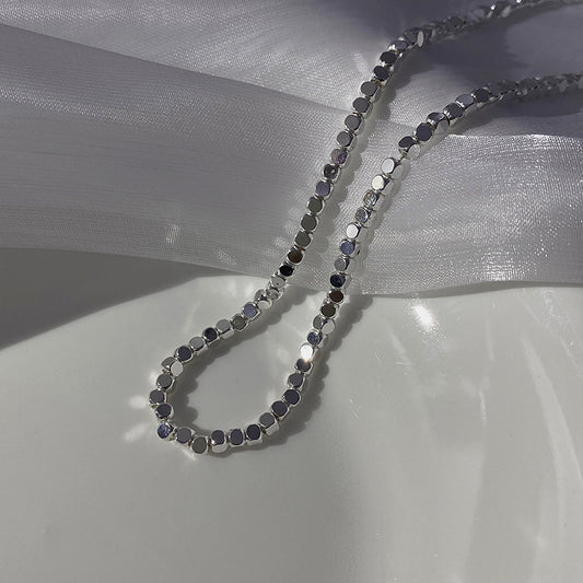 Women's Titanium Steel No Fading Gold Small Square High-grade Broken Sier Necklaces