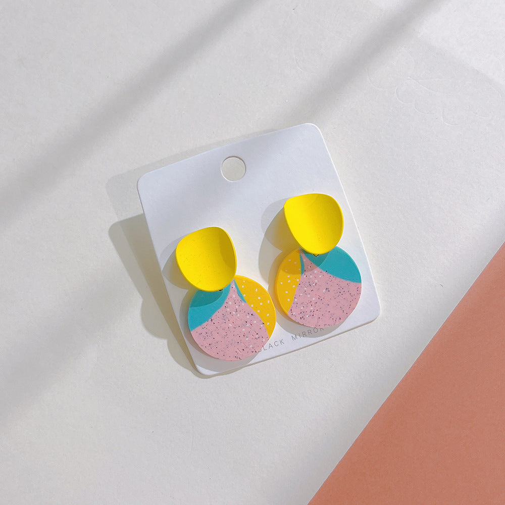 Women's Polymer Clay Small Cute Geometric Pattern Earrings