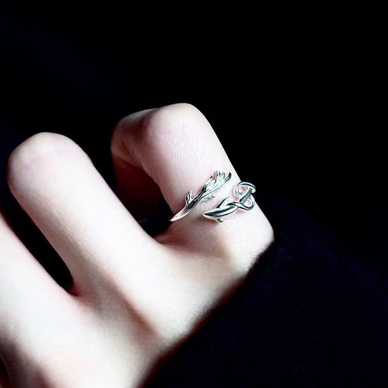 Pisces Wave Couple Sier Minority Simple Valentine's Ring