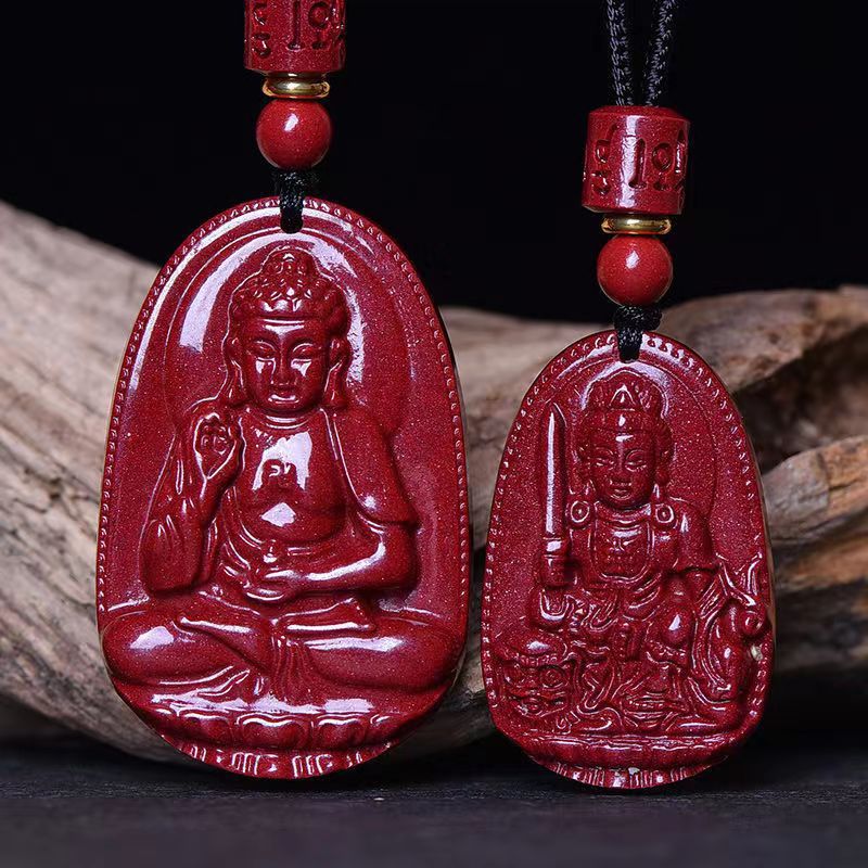 Women's & Men's Natural Cinnabar Buddha Void Tibetan Bodhisattva Pendants