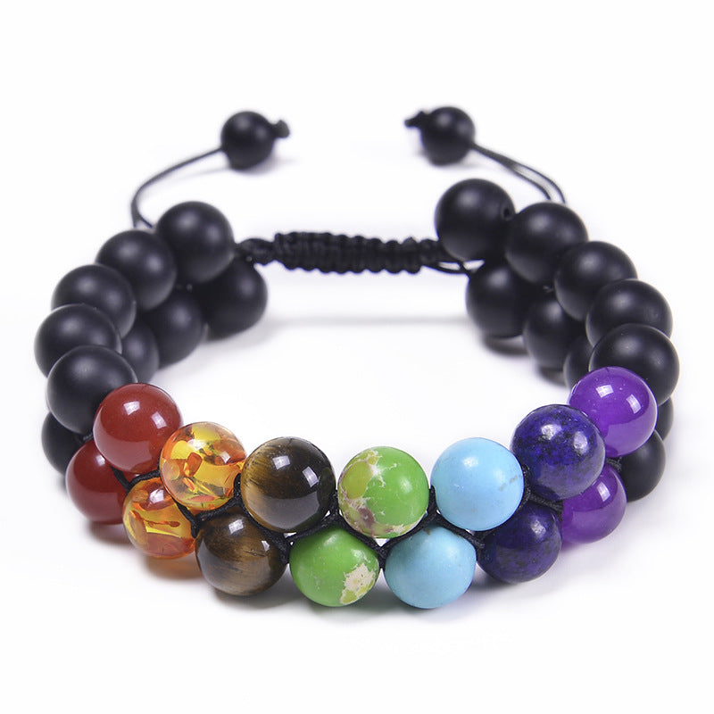 Men's Layer Black Agate Red Iron Stone Bracelets