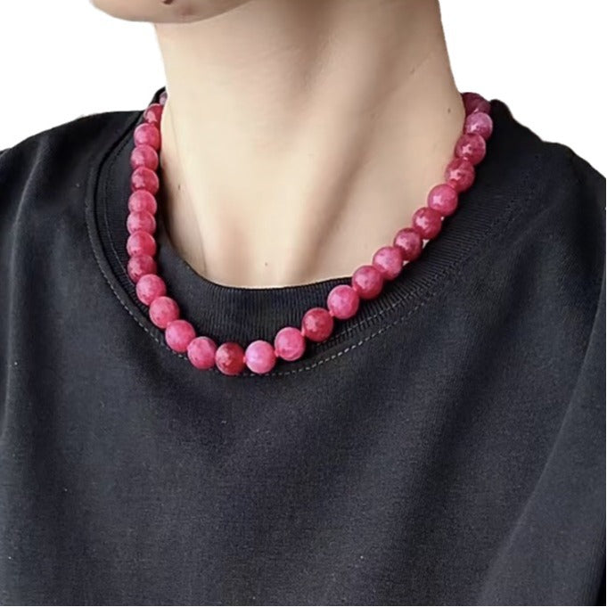 High-grade Exquisite Stone Pink Cute Beaded Light Necklaces