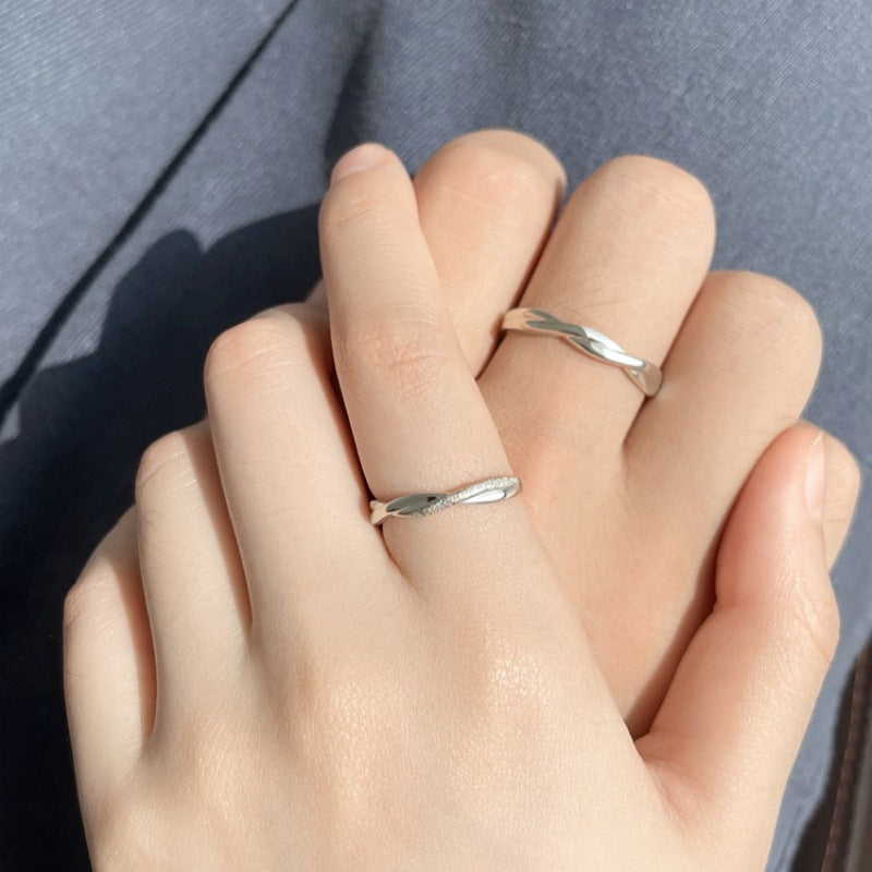 Women's & Men's Sterling Sier Mobius Strip Adjustable Couple Ring