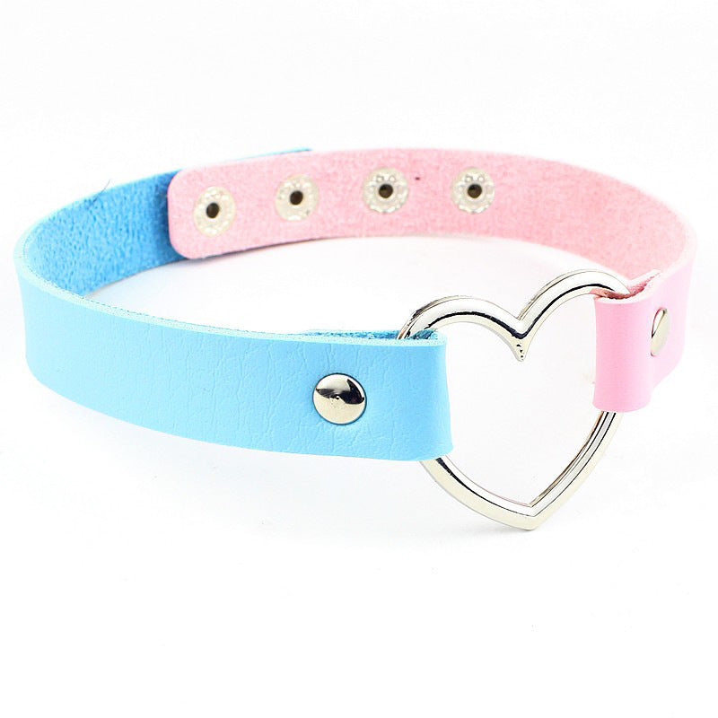 Fashion Punk Nightclub Soft Leather Heart Love Necklaces