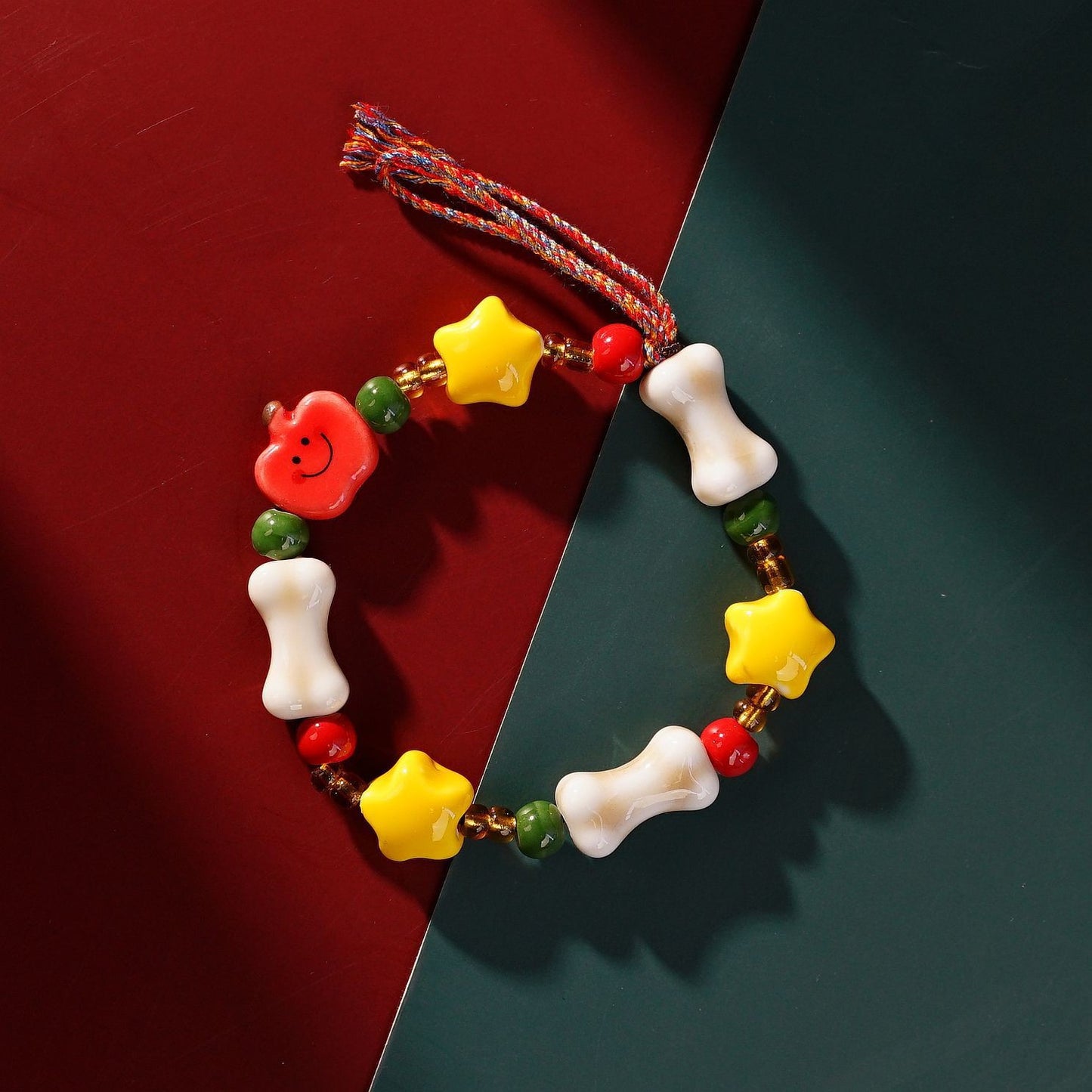 Cute Style Fresh Safe Christmas Ceramic Apple Paradise Couple Bracelet