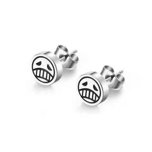 Women's & Men's Steel Smiley Face Ear Stainless Bone Nail Style One Earrings