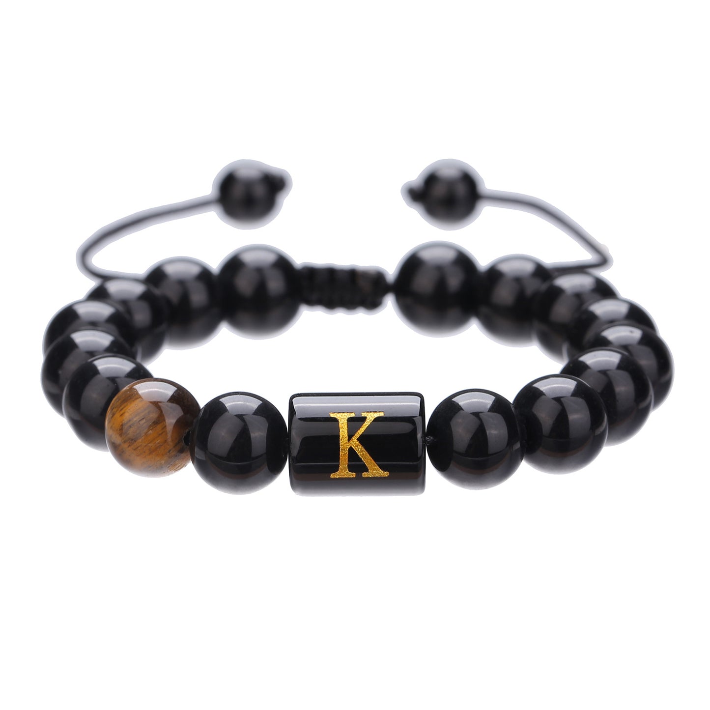 Live Streaming Black Agate Beads Male Letter Bracelets