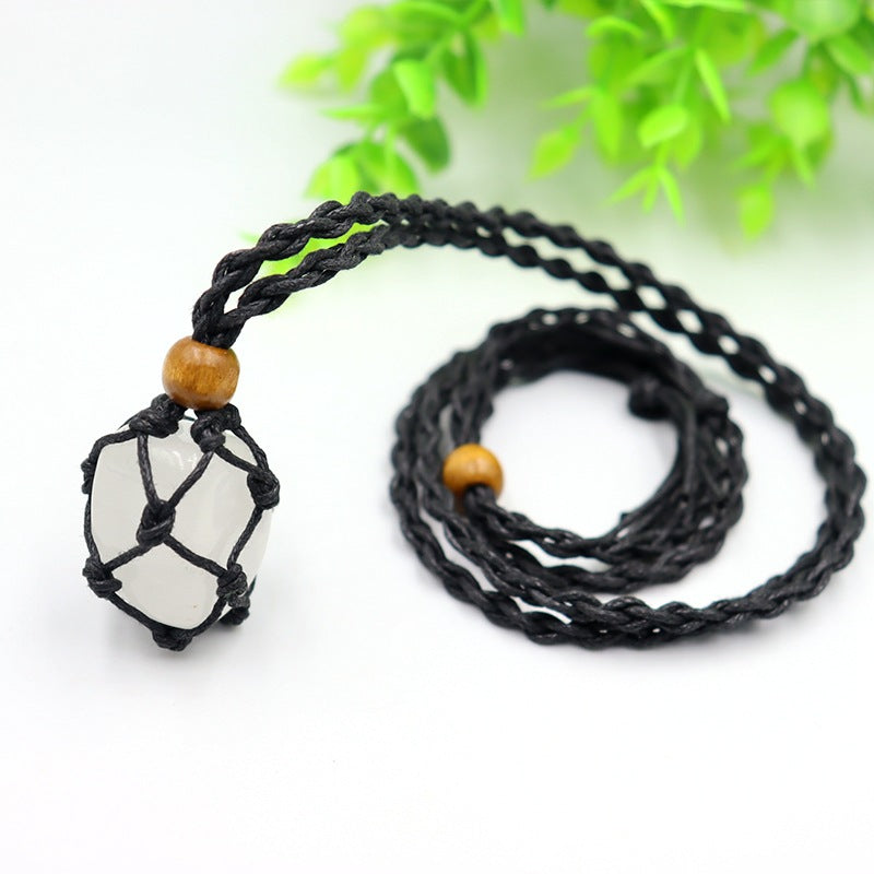 Stone Crystal Net Pocket Woven Vintage Pendants