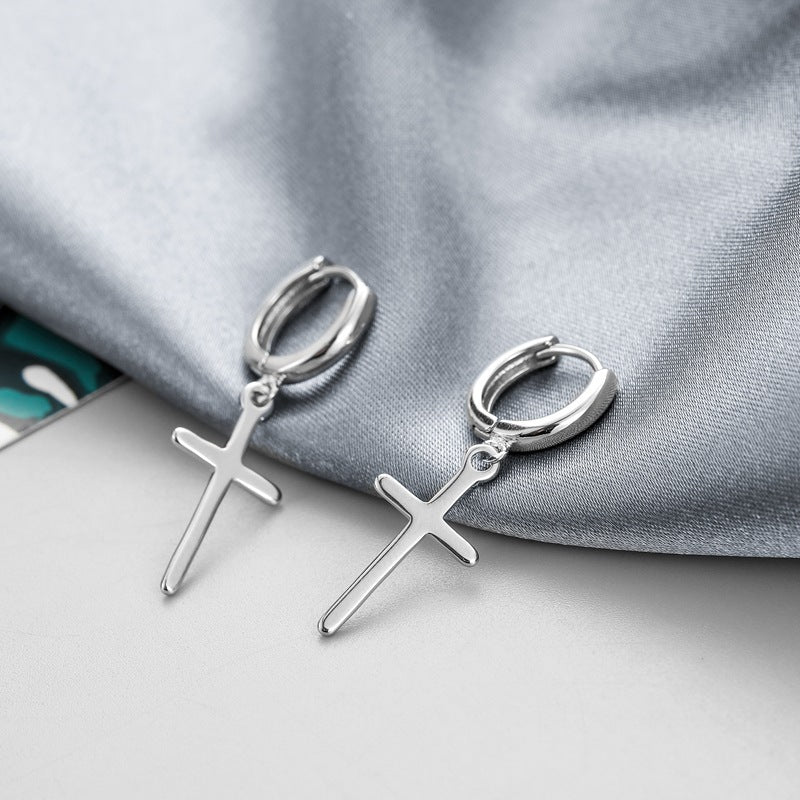 Women's & Men's Sier Cross Clip Simple Short Temperament Ear Line