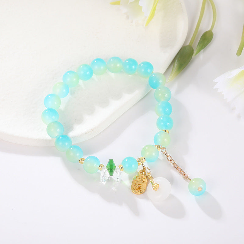 Fortune Imitation Jade Agate With Cartoon Bracelets