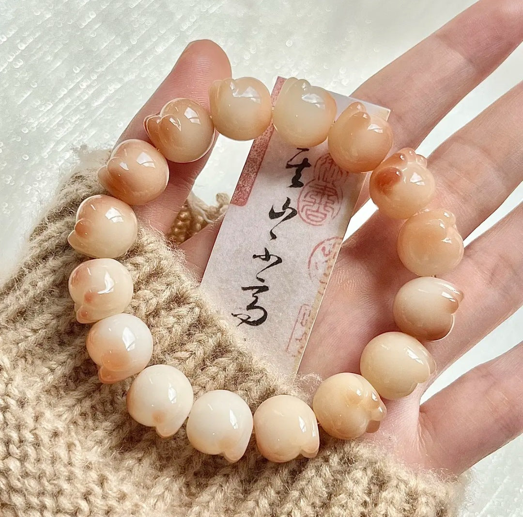 Men's Natural Bodhi Carving Cat's Paw Female Hand Toy Bracelet