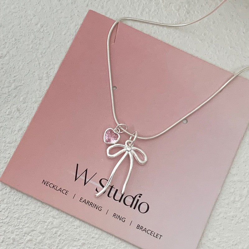 Women's Sterling Sier Gemstone Style Geometric Ellipse High-grade Niche Necklace