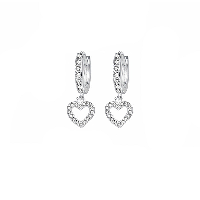 Women's Heart Zircon Full Diamond Clip Light Luxury Eardrops Ear Buckle