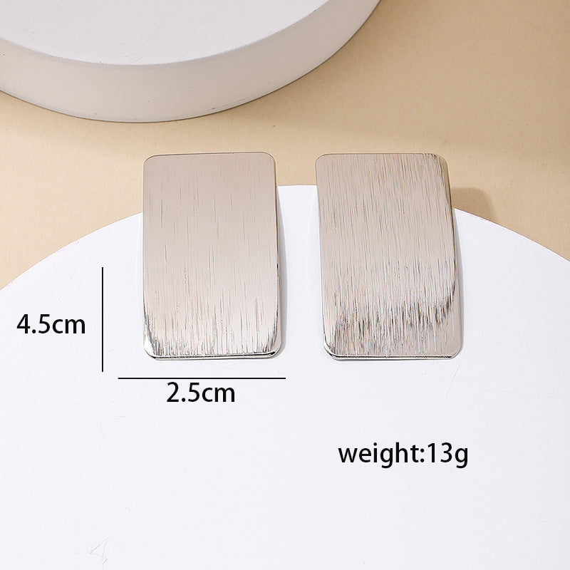 Women's Fashion Exaggerated Metal Texture Vintage Geometry Rectangle Earrings
