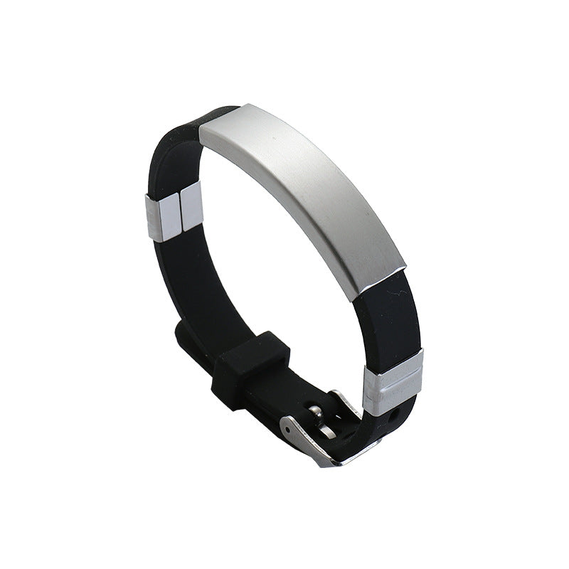 Simple Silicone Stainless Steel Glossy Can Bracelets