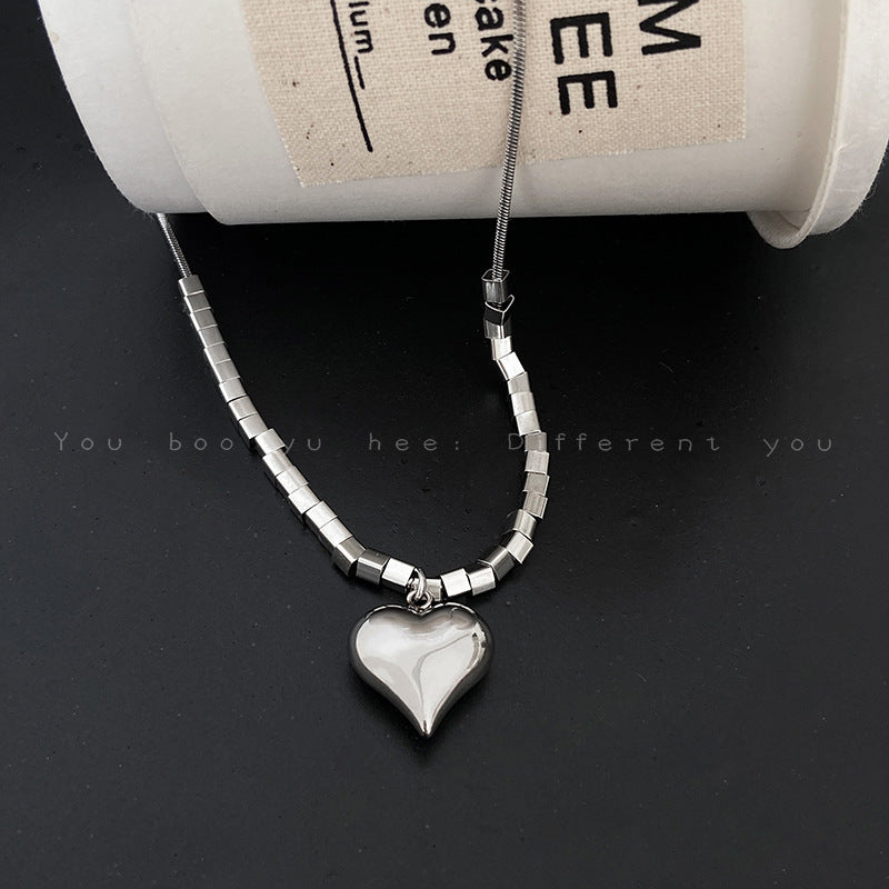 Fashion Peach Heart Geometric Chain Letter Female Necklace