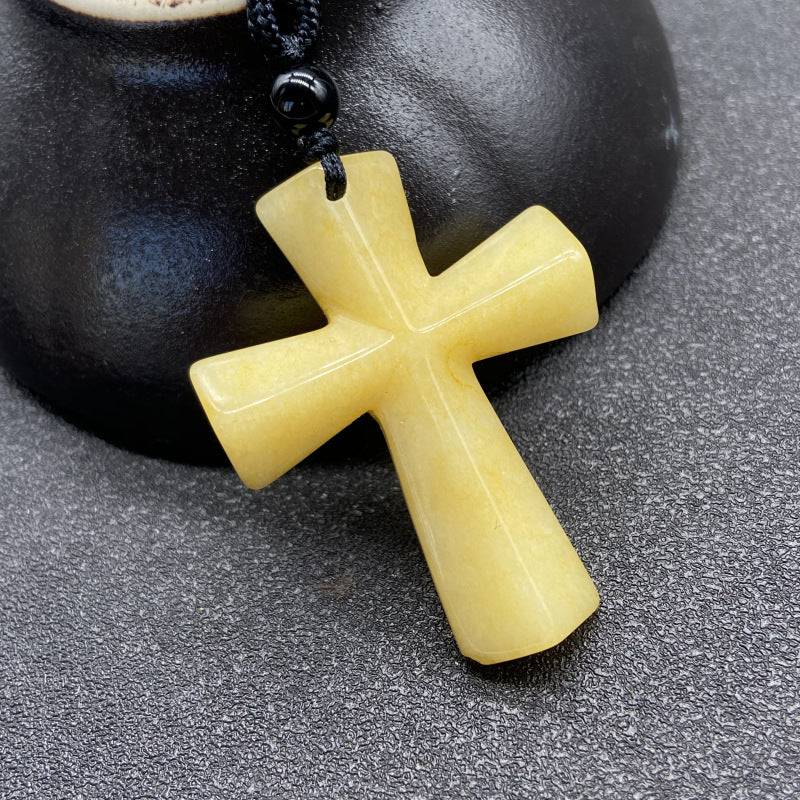 Stone Christmas Gift Agate Woven Cross Sweater Pendants