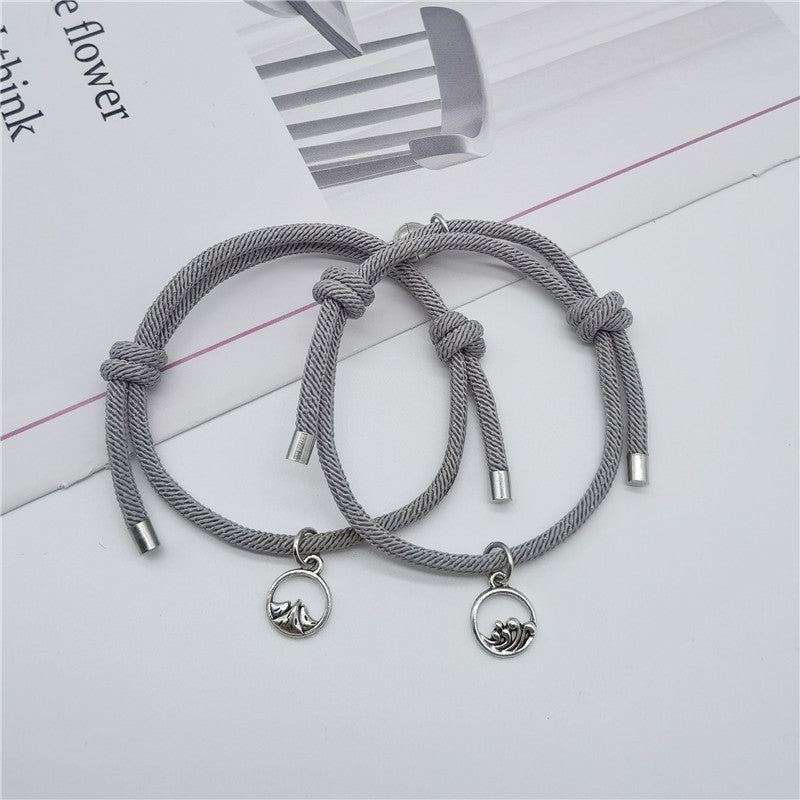 Women's & Men's Couple Magnet Attract True Pair And Woven Bracelets