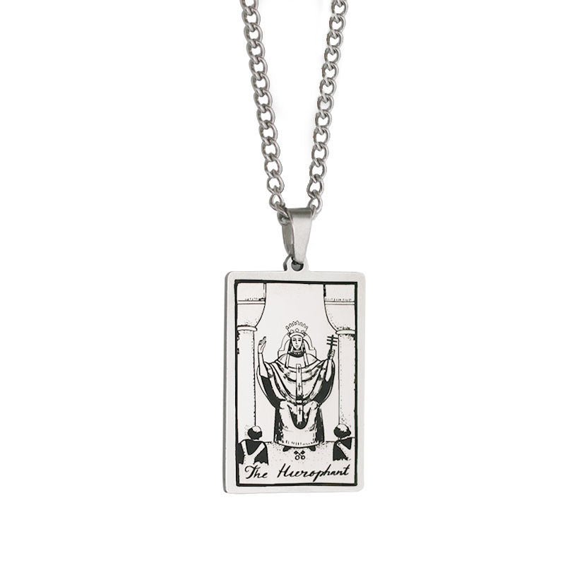 Zhang Tarot Titanium Steel Retro Rectangular Necklaces