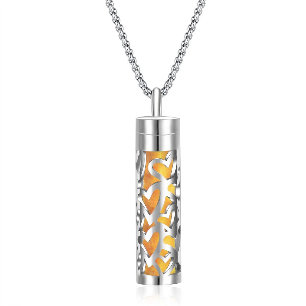 Perfume Bottle Essential Oil Stainless Steel Cylinder Corrugated Couple Pendants