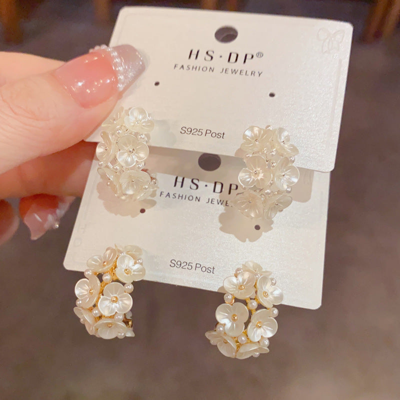 Spring Stylish Sweet Petals Shaped Ear Special Interest Light Luxury Rings