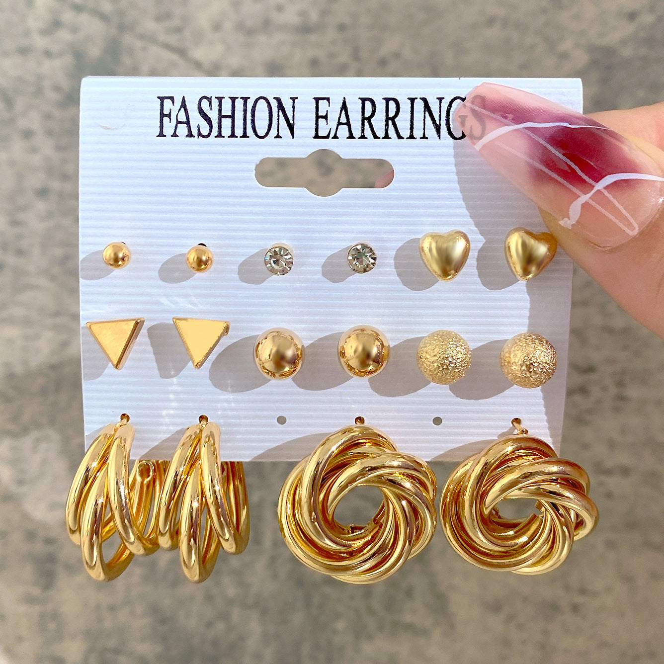 Metal Circle Suit Set Creative Personality Earrings